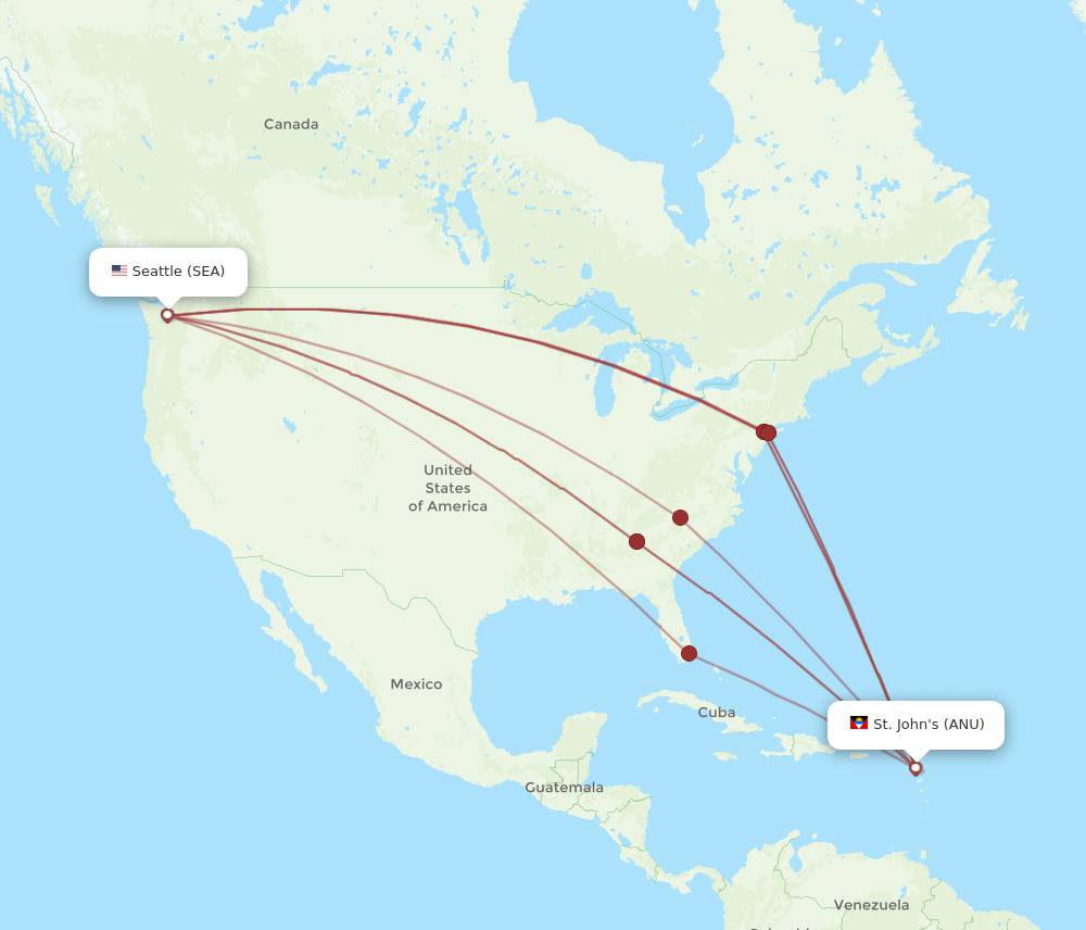 SEA-ANU flight routes