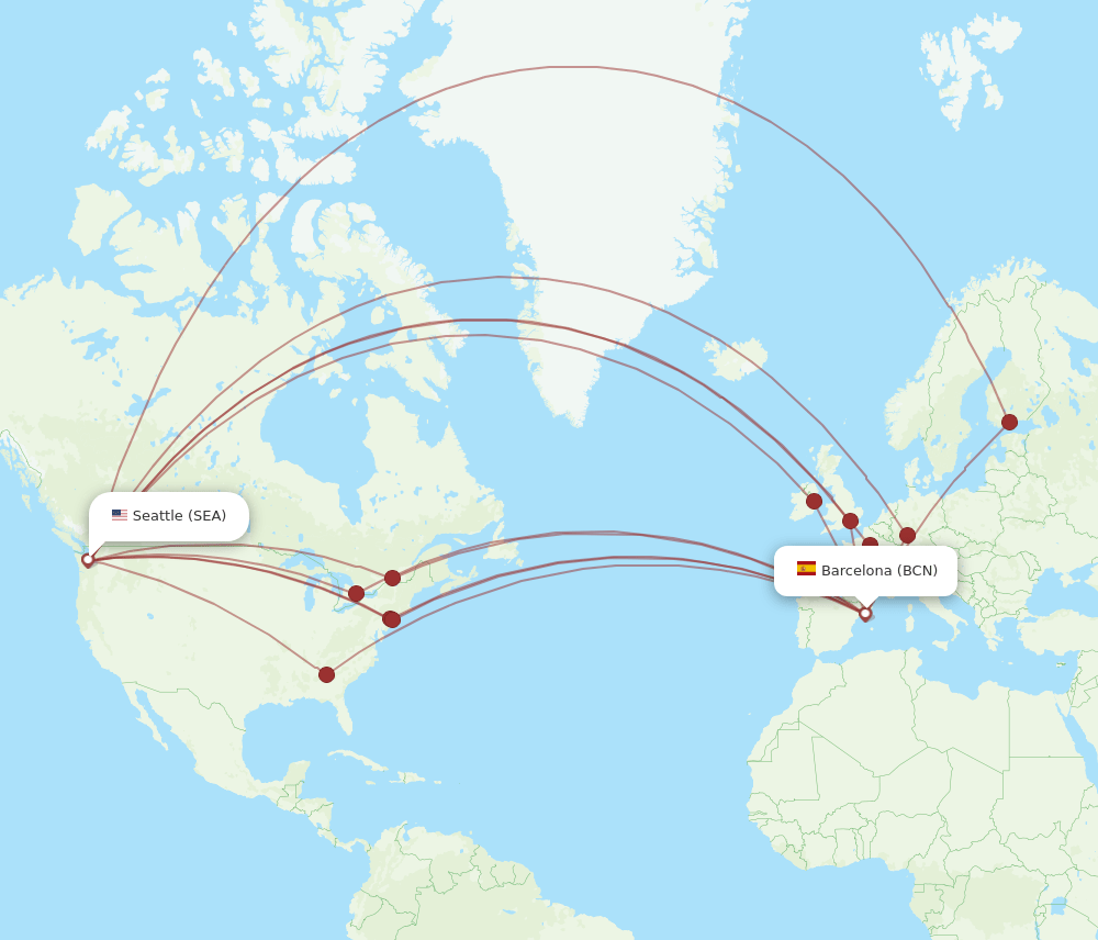 SEA-BCN flight routes