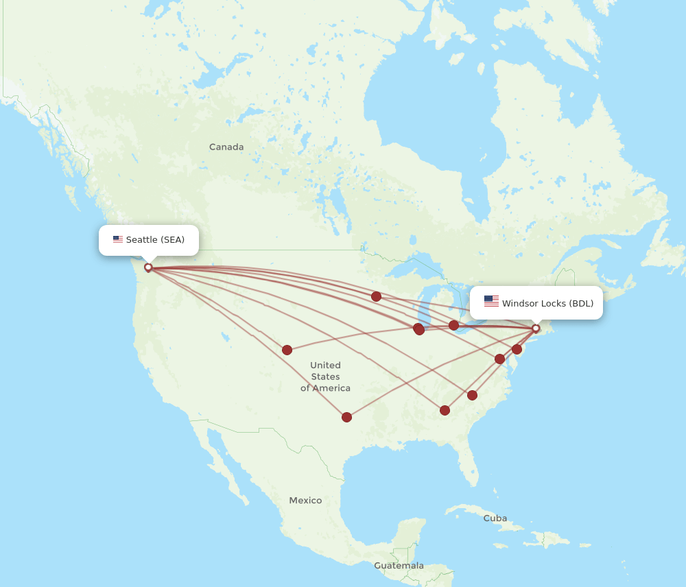 SEA-BDL flight routes