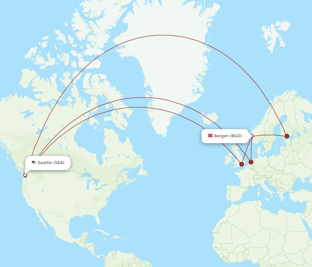 SEA-BGO flight routes