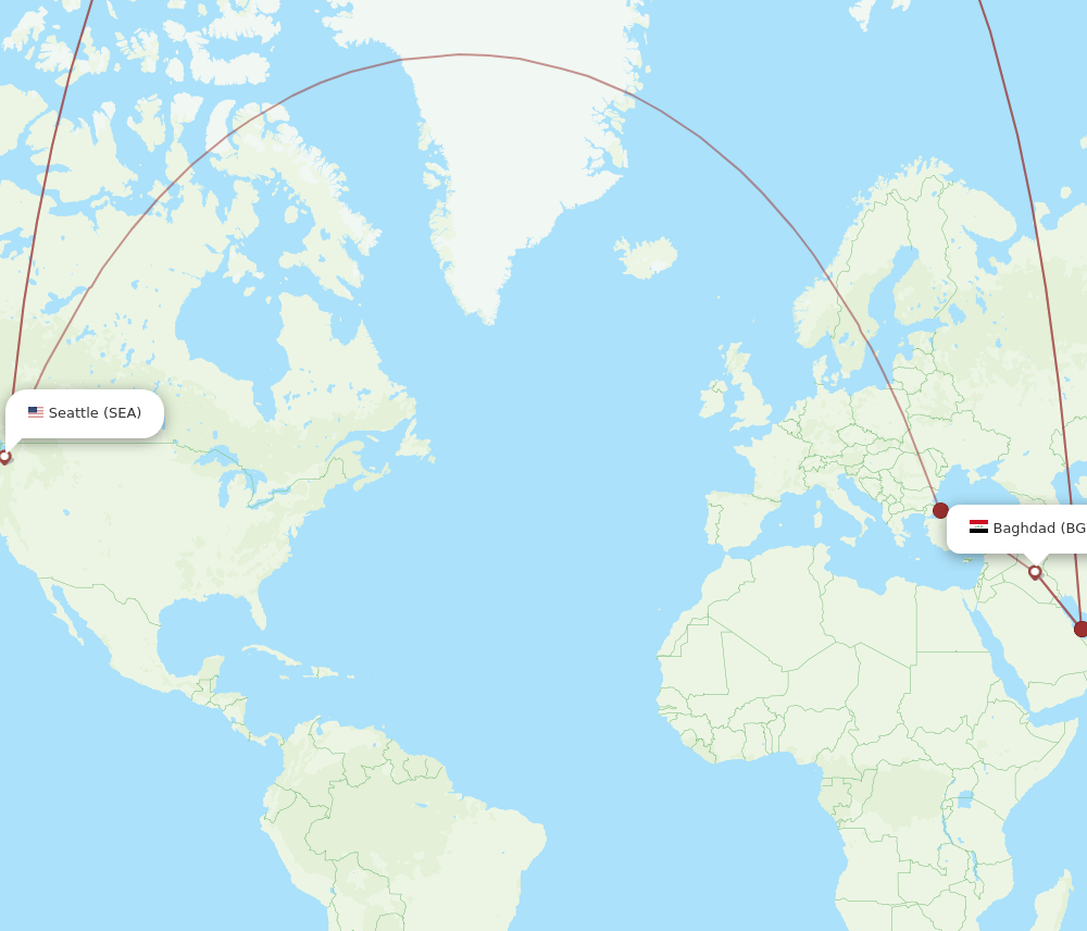 SEA-BGW flight routes