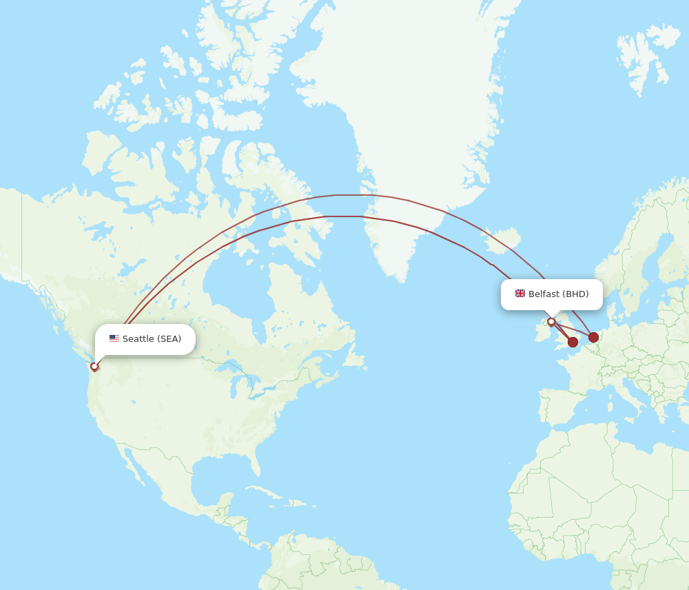 SEA to BHD flights and routes map
