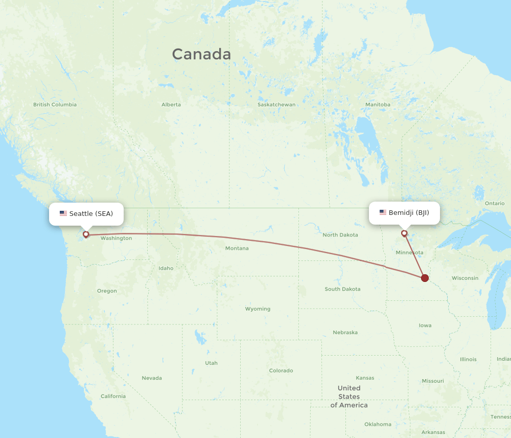 SEA to BJI flights and routes map