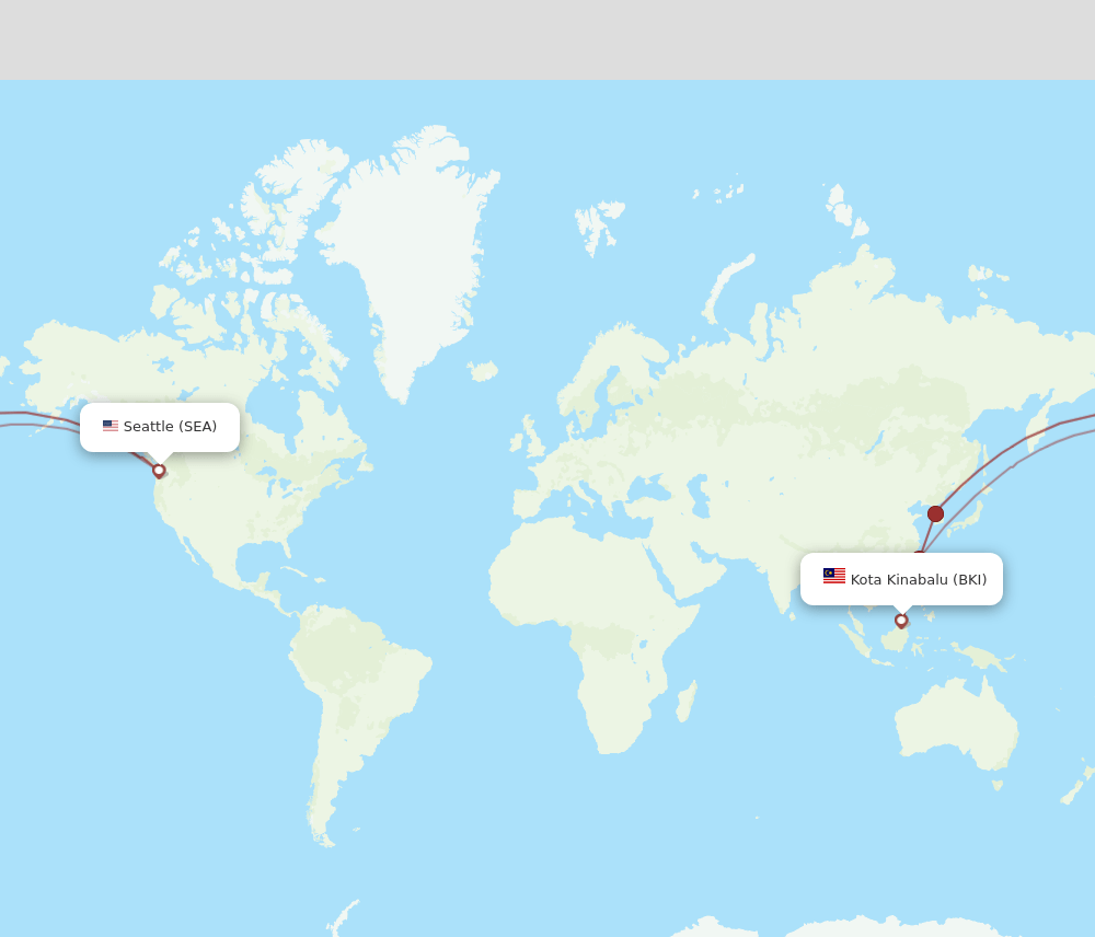SEA-BKI flight routes