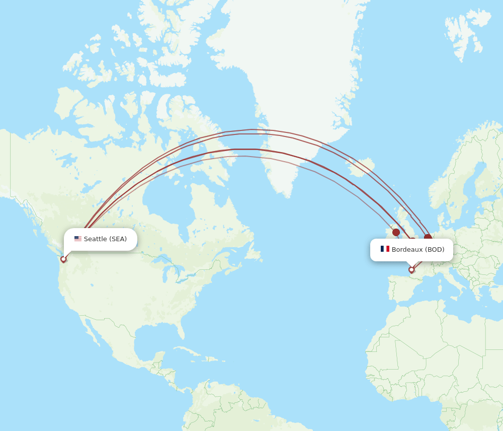SEA-BOD flight routes