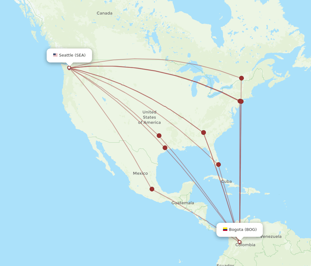 SEA-BOG flight routes