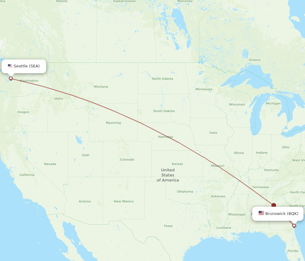 SEA to BQK flights and routes map