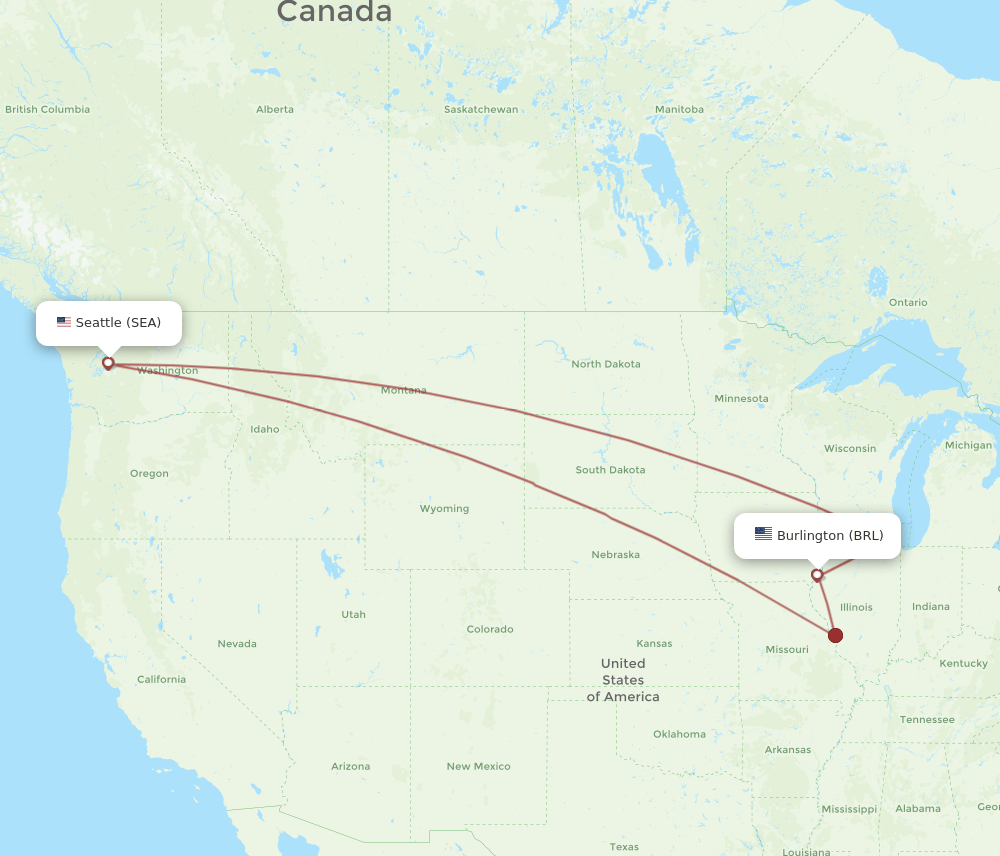 SEA to BRL flights and routes map