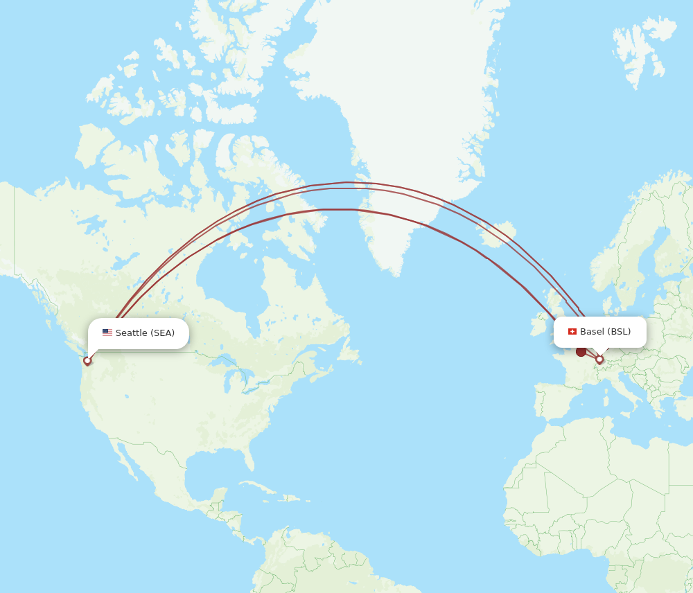 SEA to BSL flights and routes map