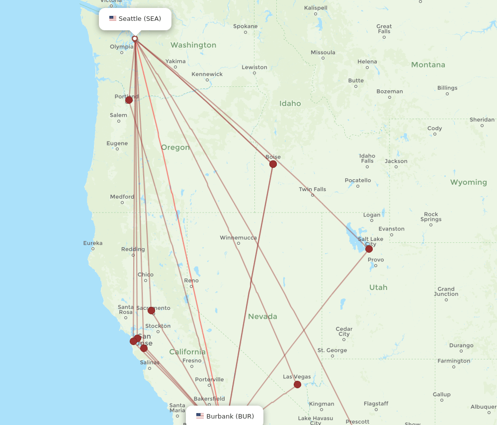 SEA-BUR flight routes