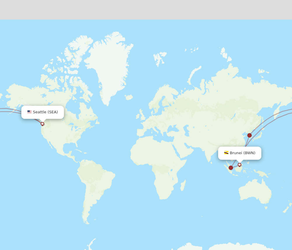 SEA-BWN flight routes
