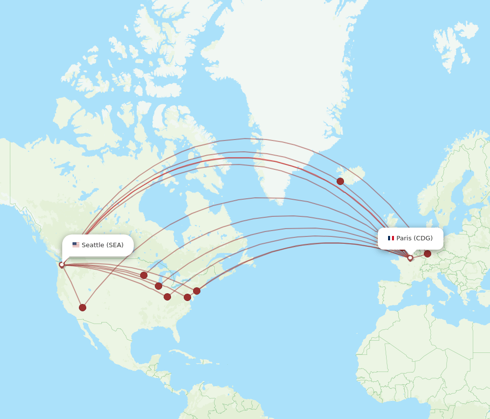 SEA-CDG flight routes