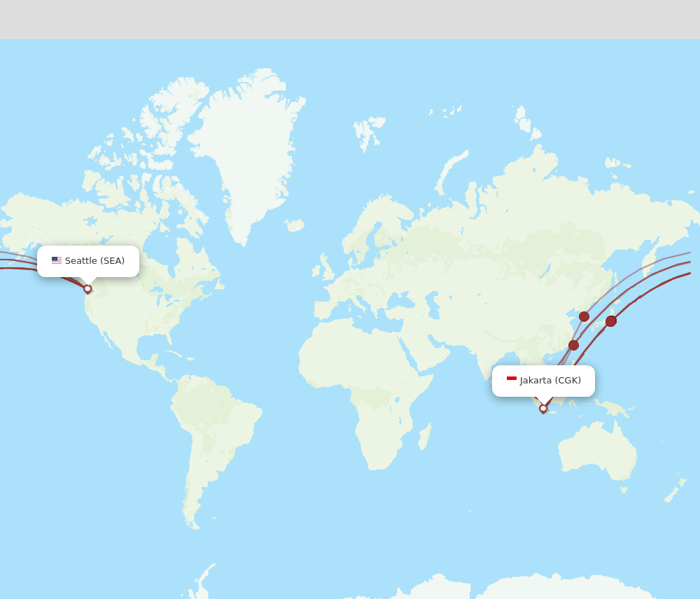 SEA to CGK flights and routes map