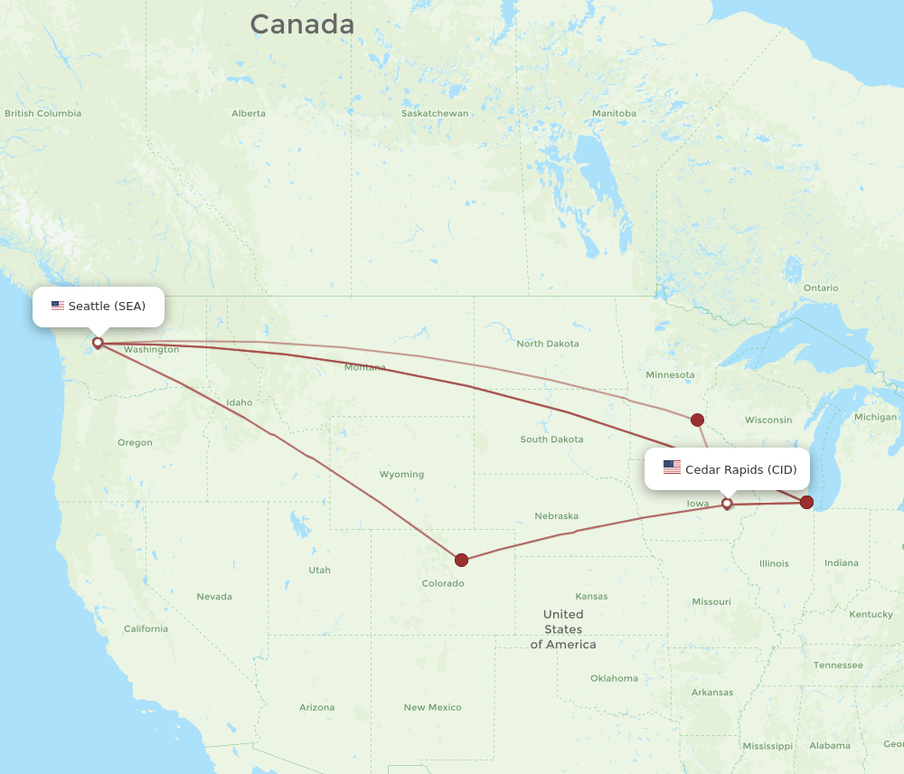 SEA-CID flight routes