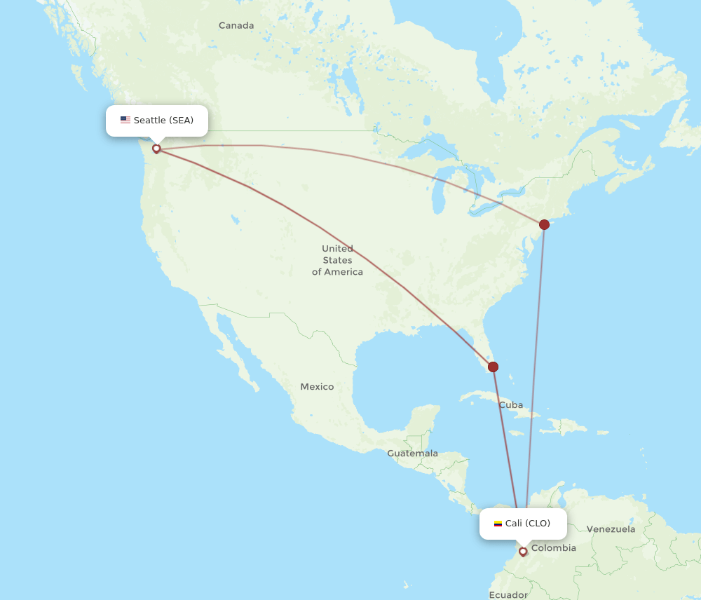 SEA-CLO flight routes