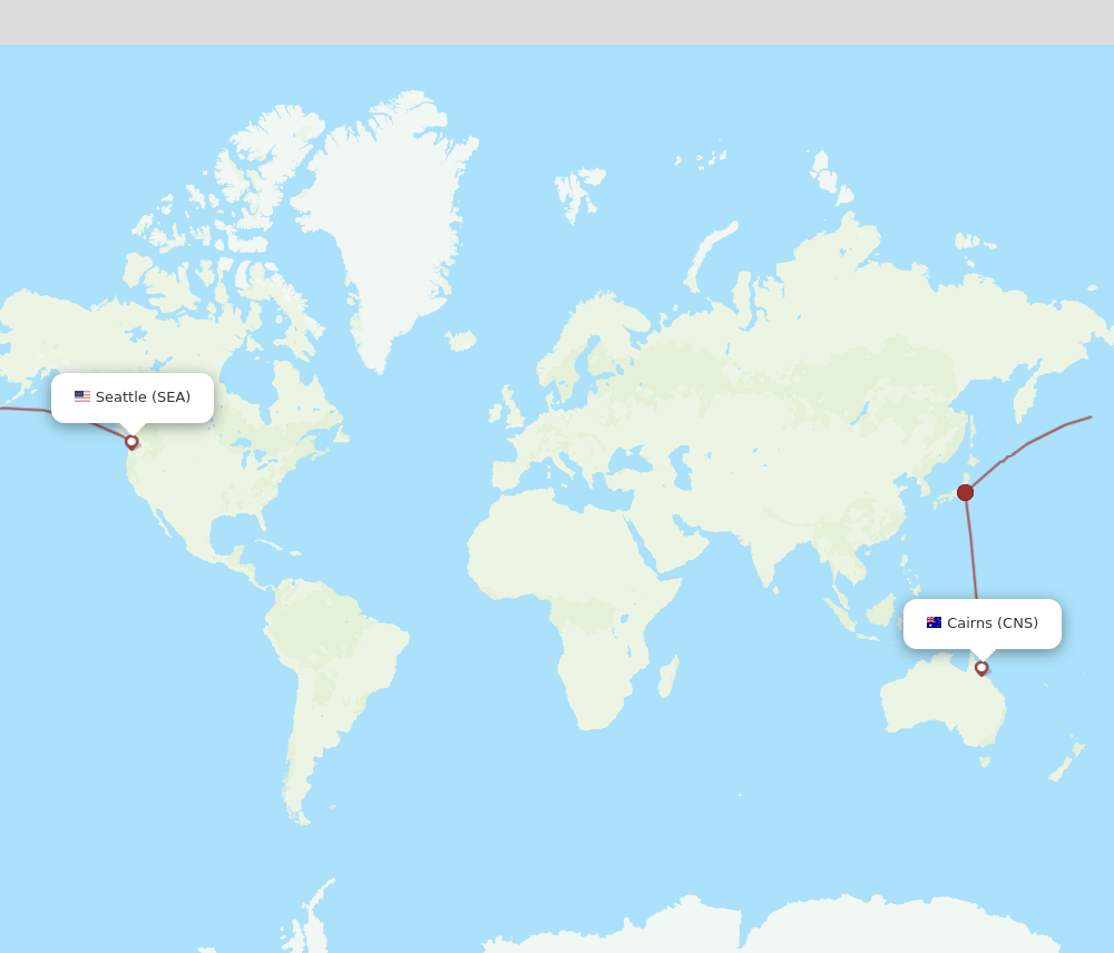 Cairns - Seattle route map and flight paths