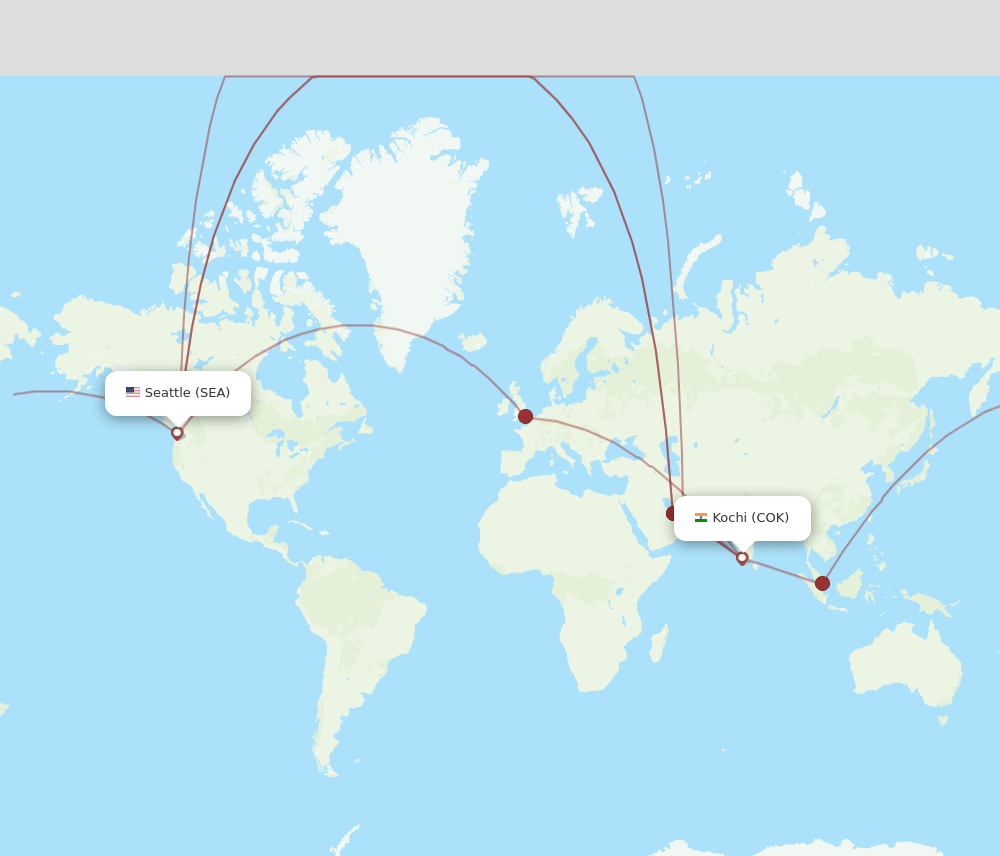 SEA-COK flight routes