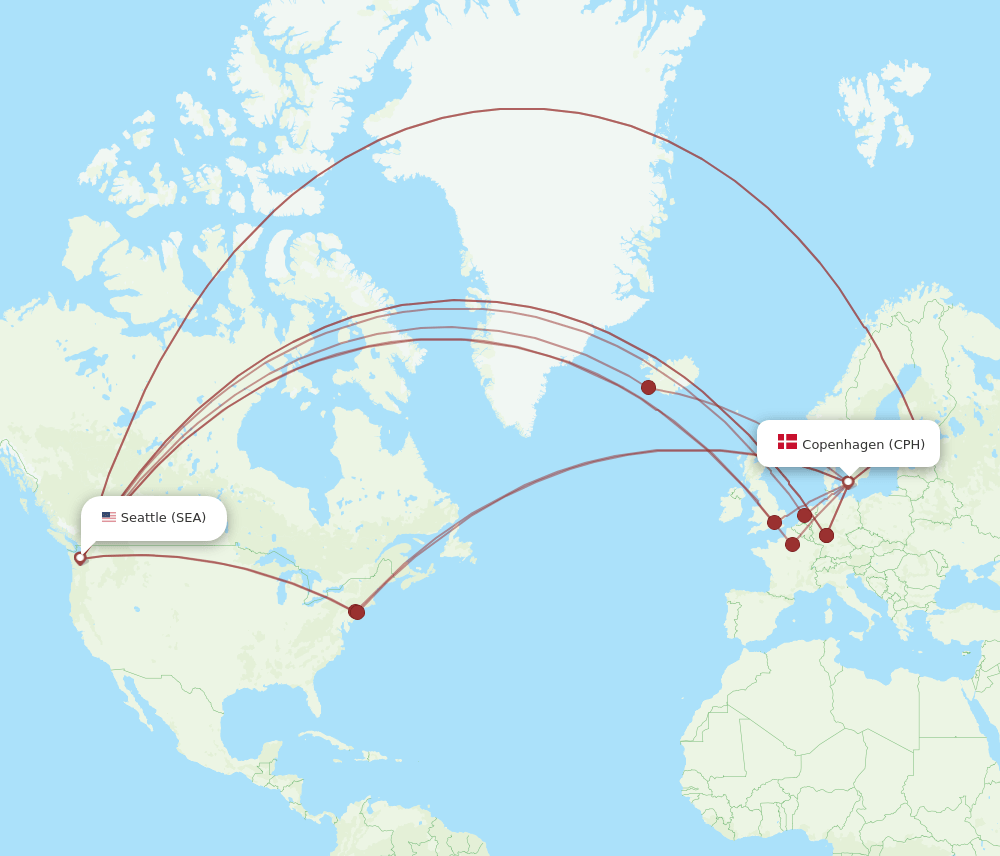 SEA-CPH flight routes