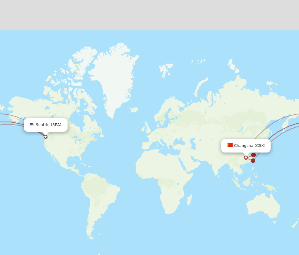 SEA-CSX flight routes