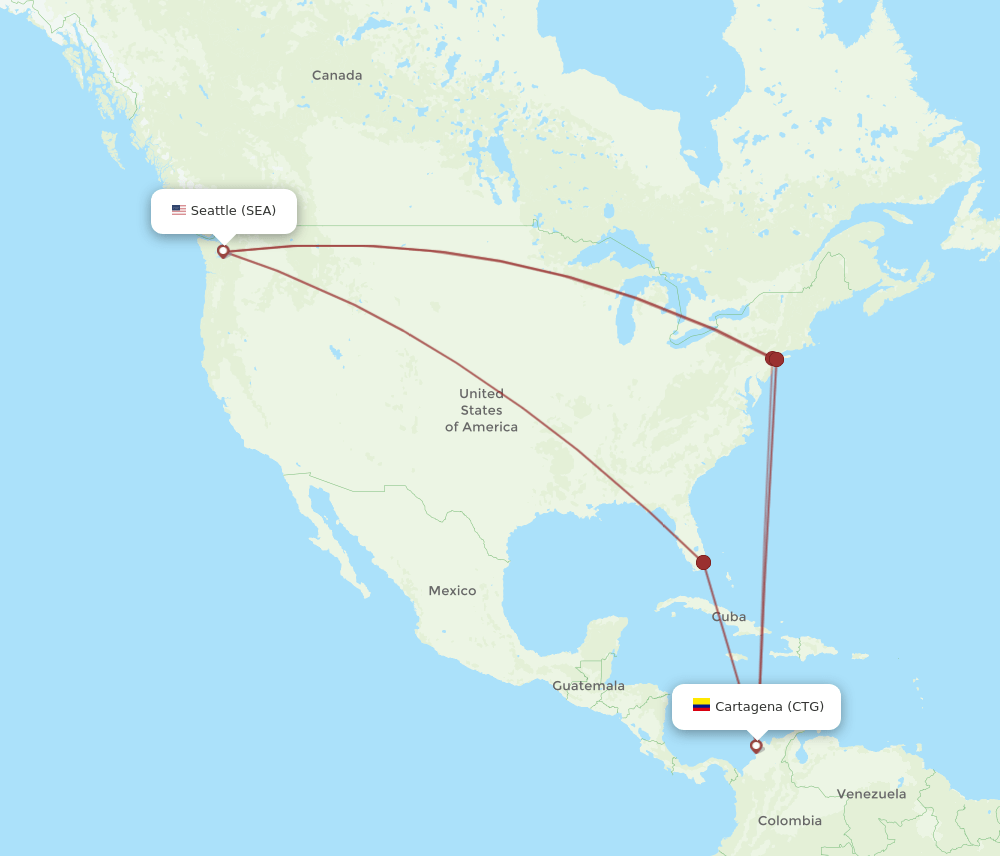 SEA-CTG flight routes
