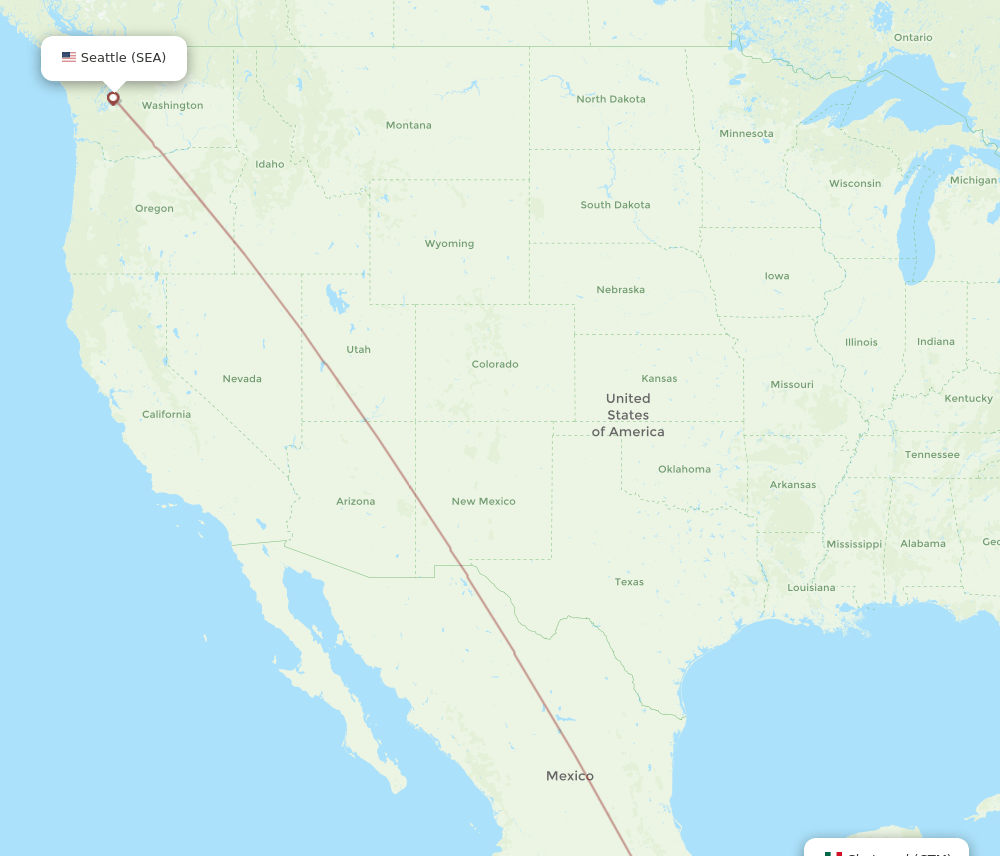 Seattle - Chetumal route map and flight paths