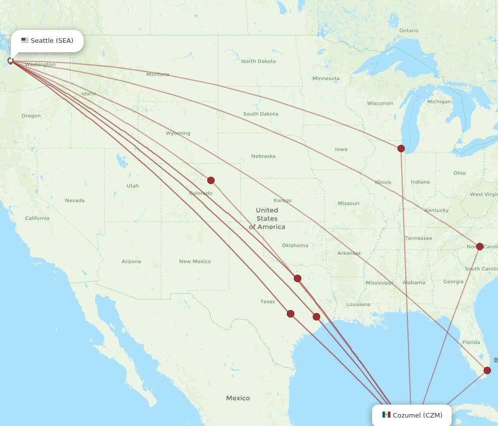 SEA-CZM flight routes