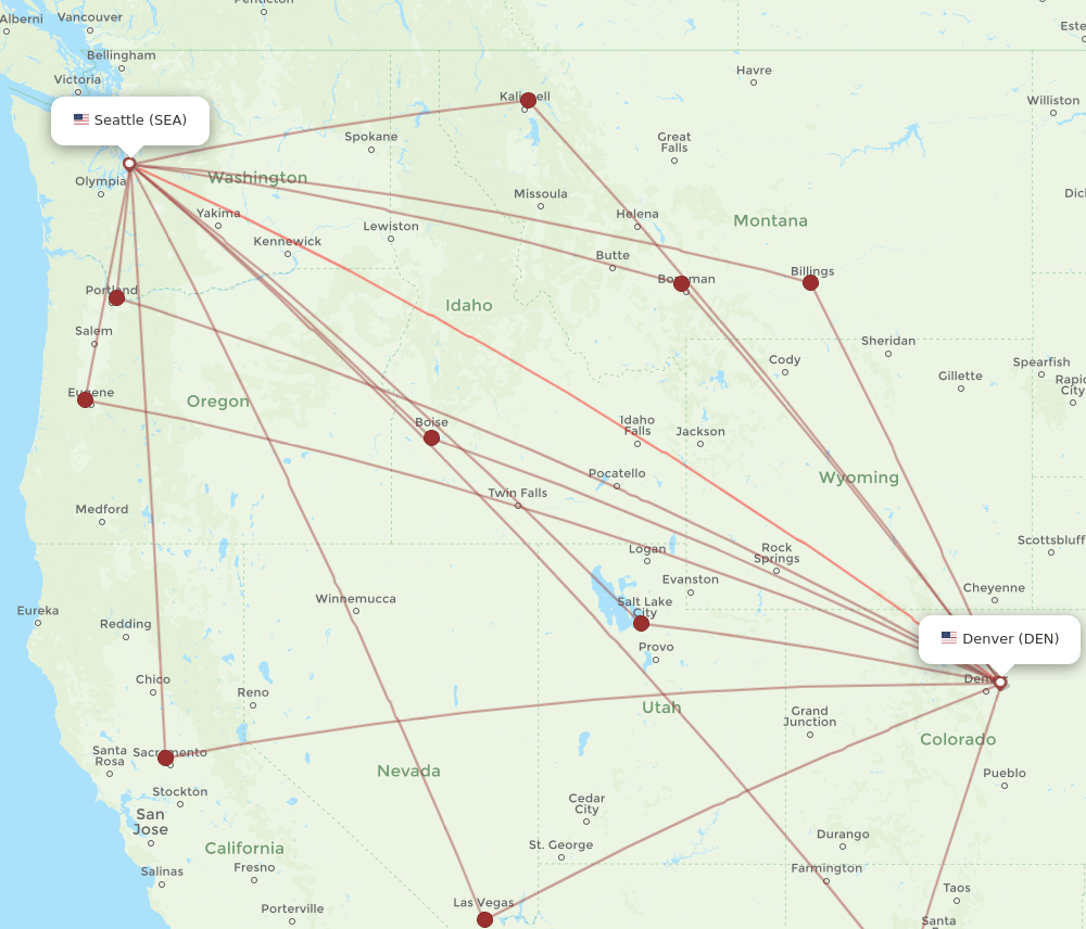 SEA-DEN flight routes