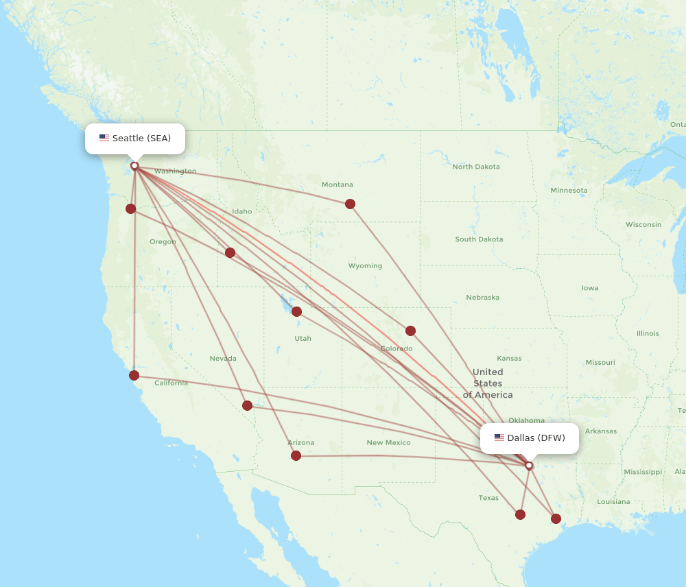 SEA-DFW flight routes