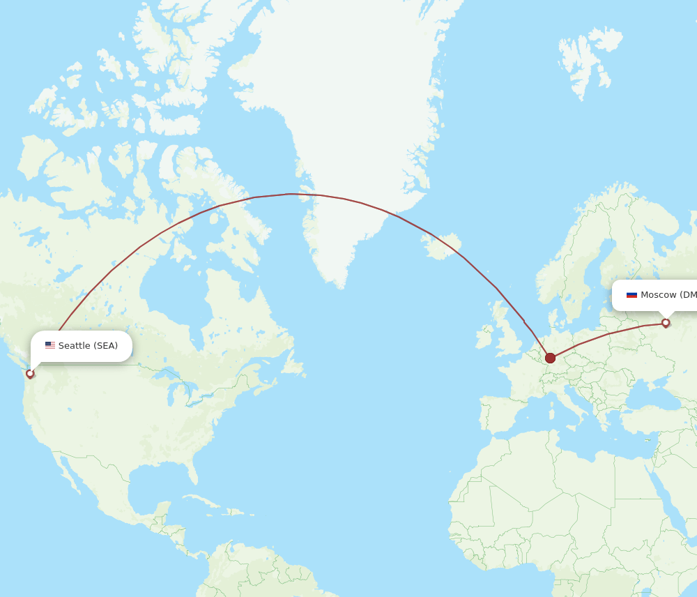 Seattle - Moscow route map and flight paths