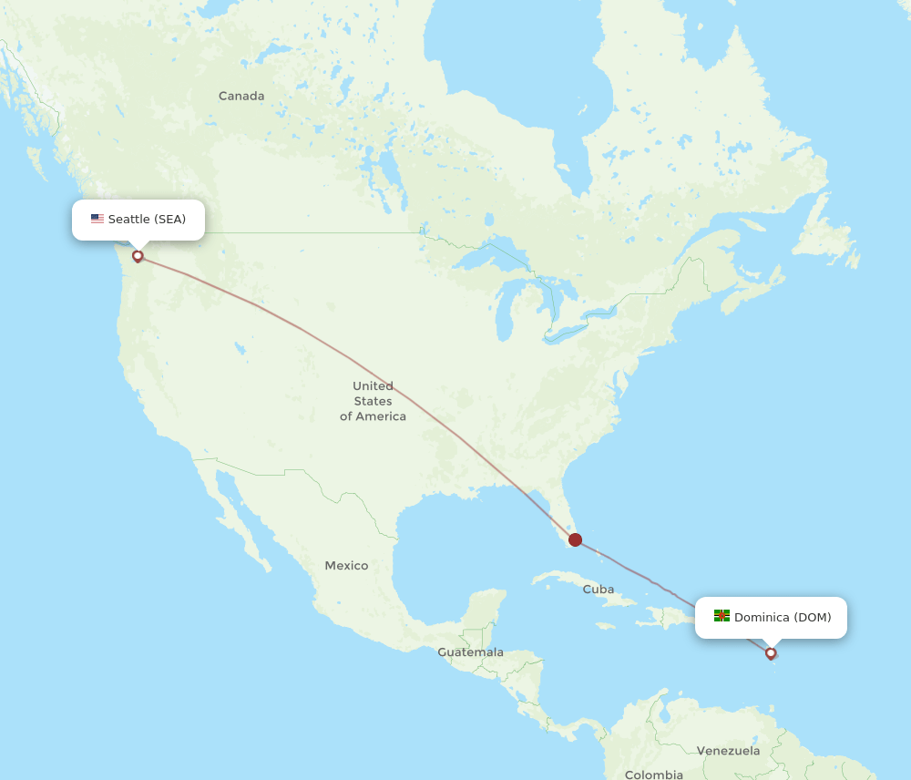 SEA-DOM flight routes