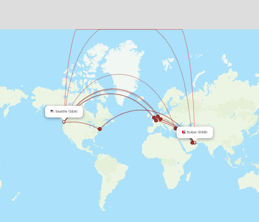 SEA-DXB flight routes
