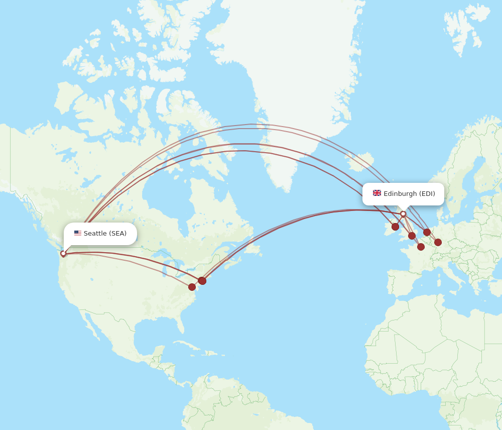 SEA to EDI flights and routes map
