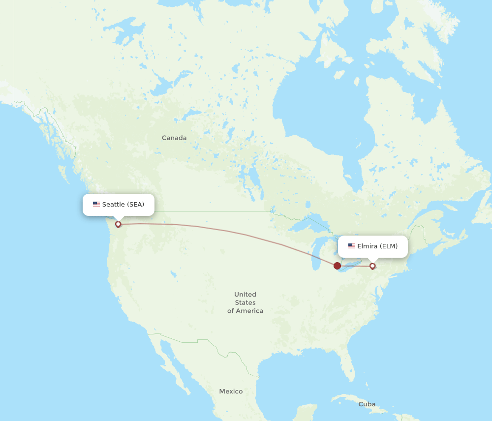 SEA-ELM flight routes