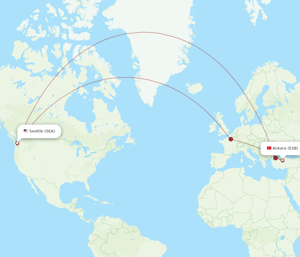 SEA-ESB flight routes