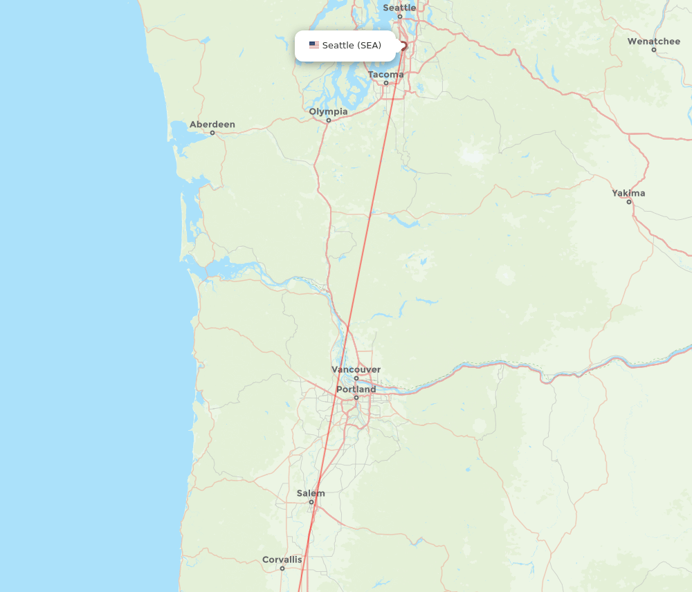 SEA to EUG flights and routes map