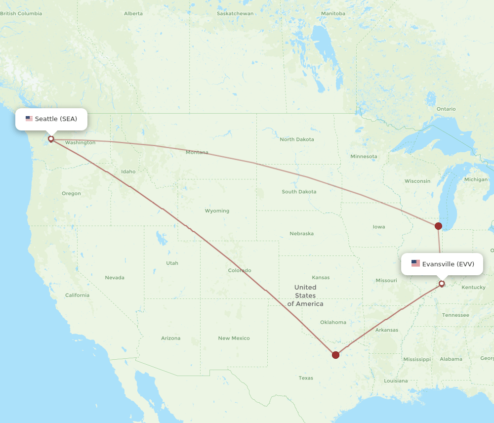SEA-EVV flight routes