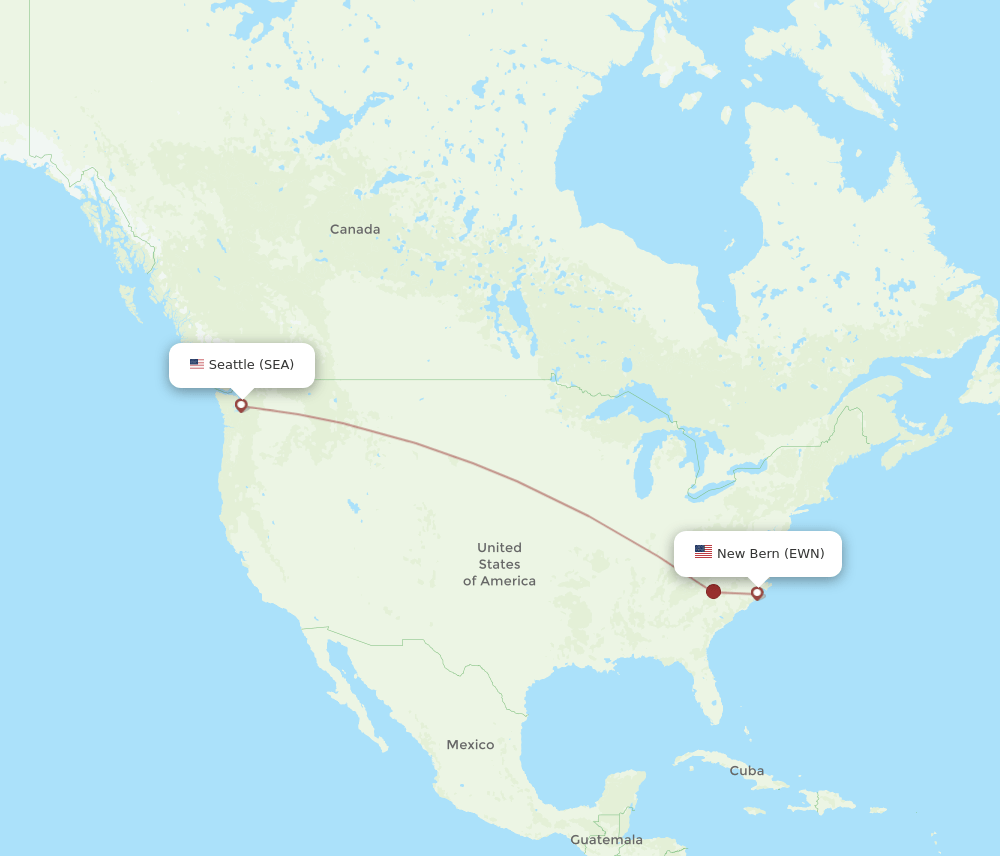 SEA-EWN flight routes