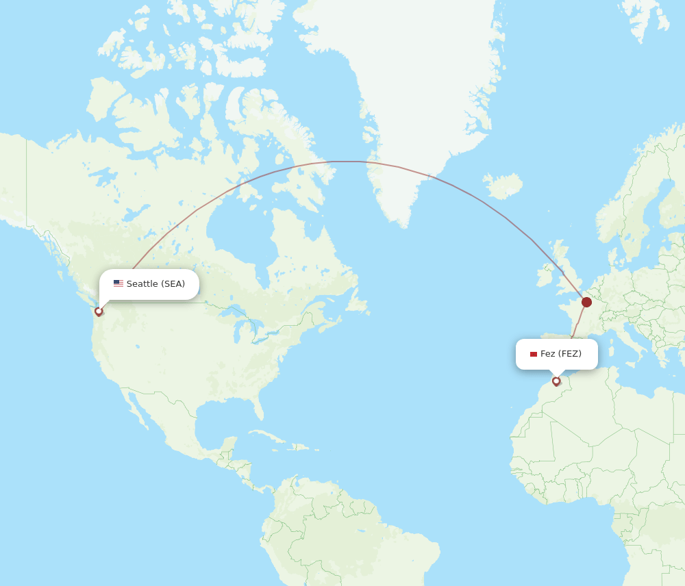 SEA-FEZ flight routes