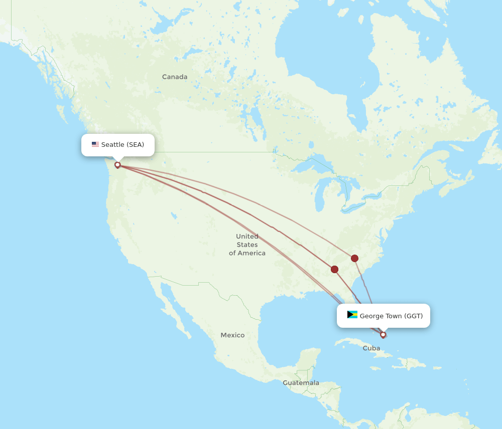 SEA-GGT flight routes