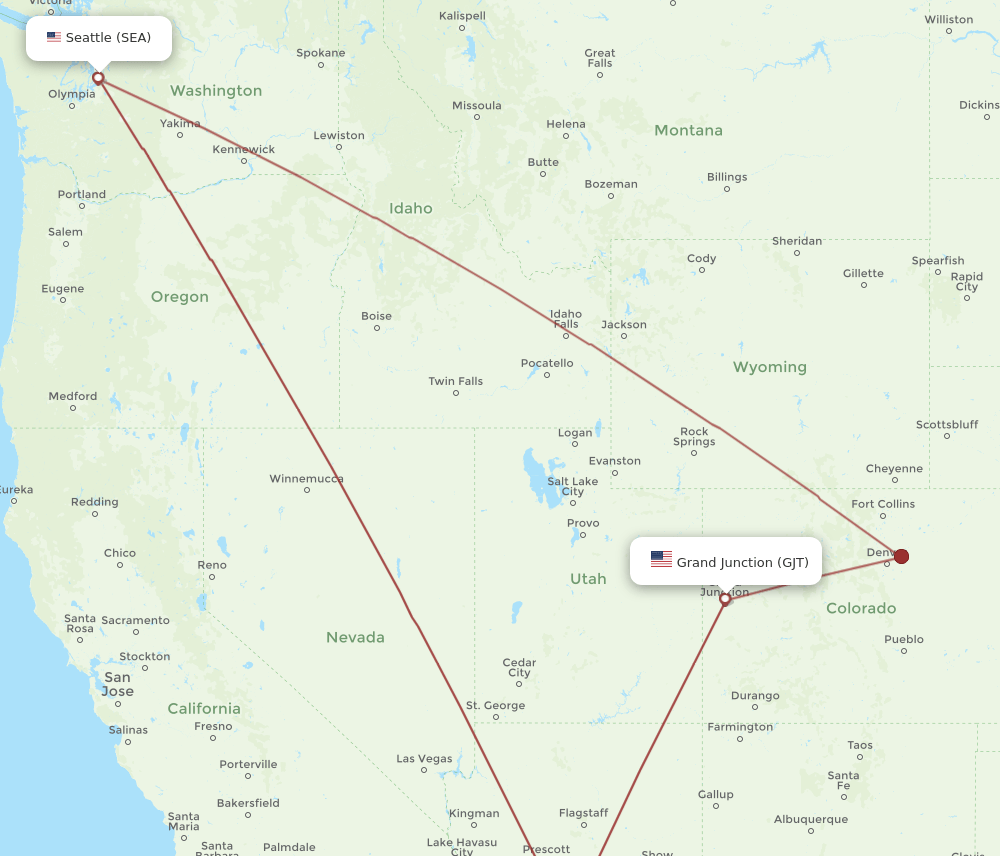 SEA-GJT flight routes