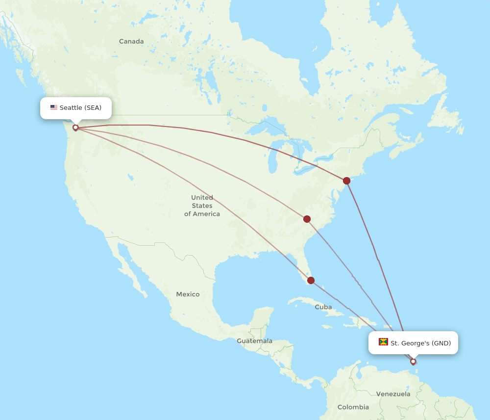 SEA-GND flight routes