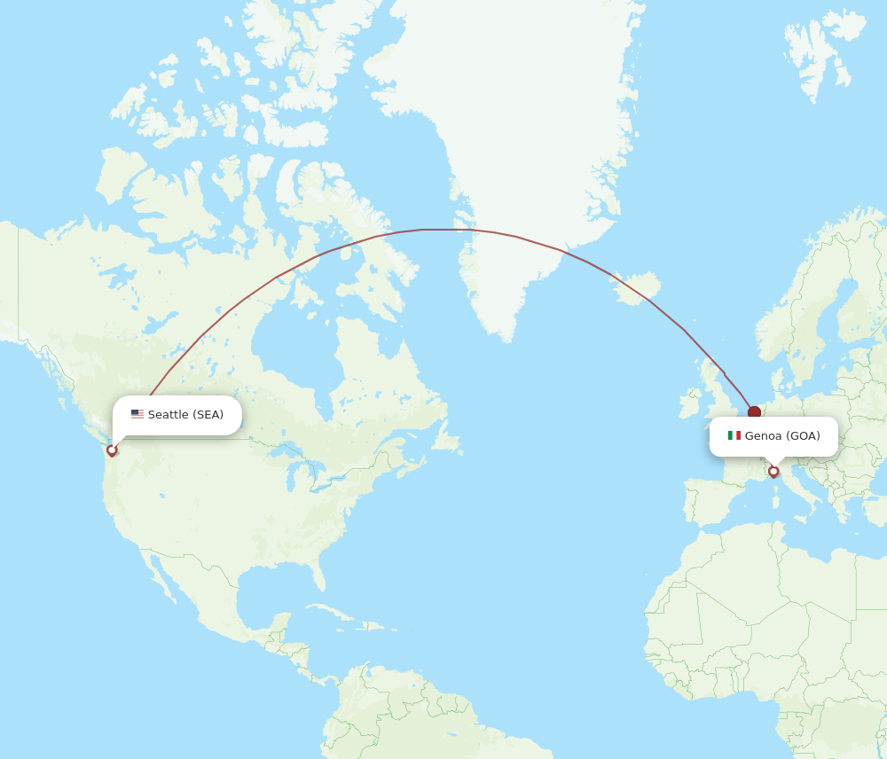 SEA to GOA flights and routes map