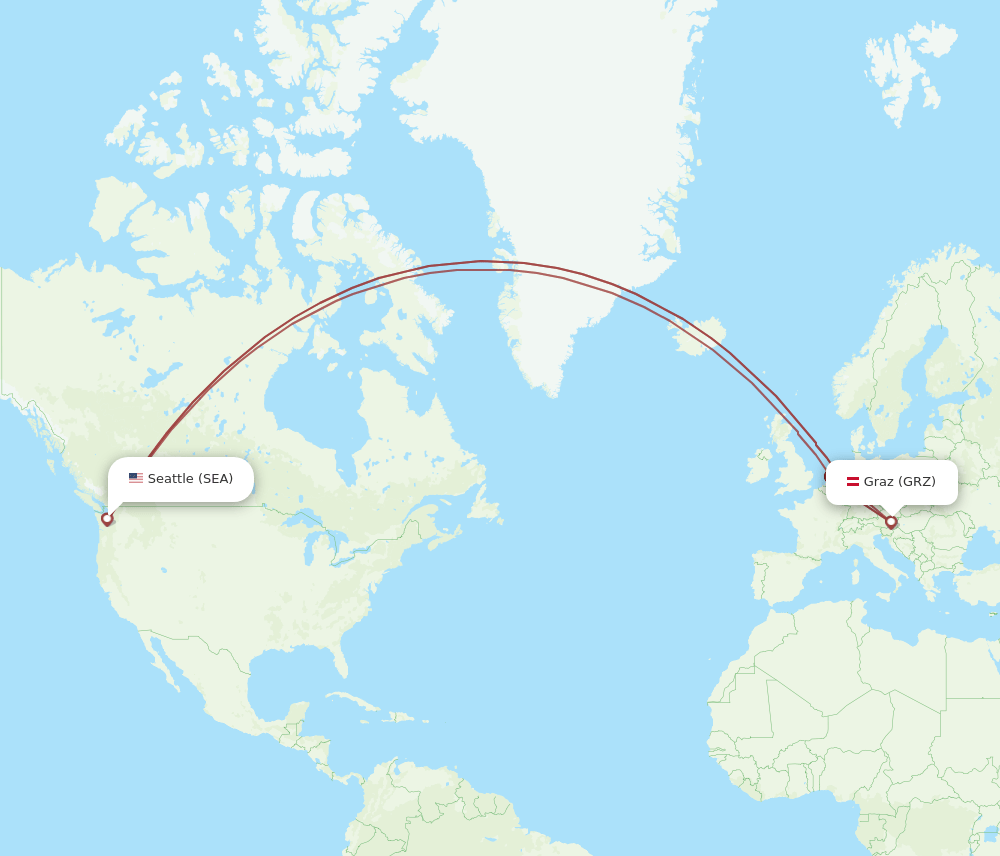 SEA to GRZ flights and routes map