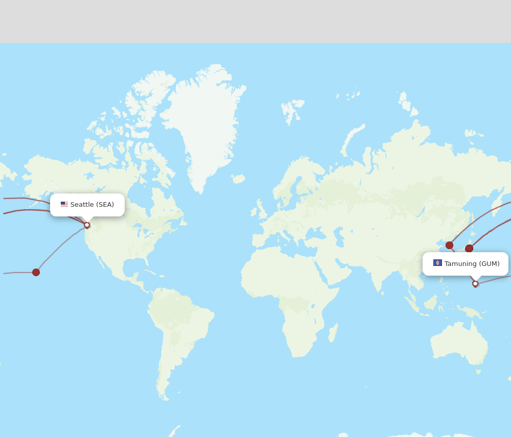 SEA to GUM flights and routes map