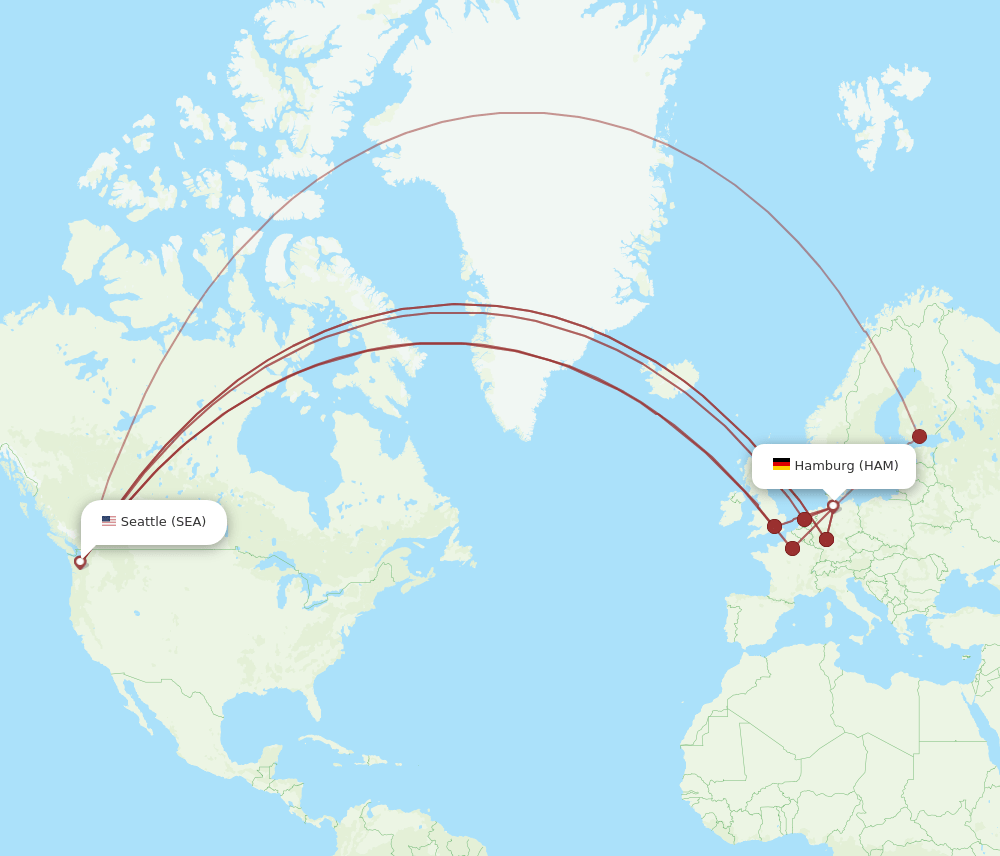 SEA-HAM flight routes
