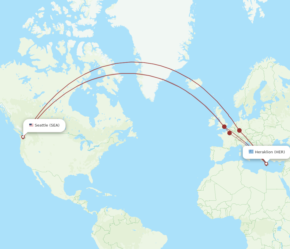 SEA to HER flights and routes map