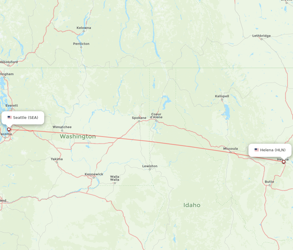 Seattle - Helena route map and flight paths