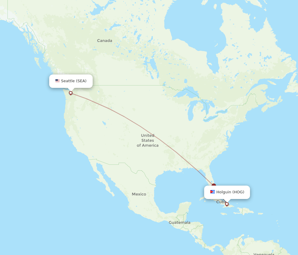 SEA to HOG flights and routes map