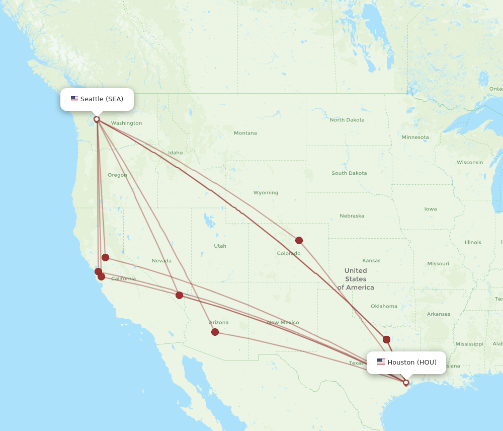 SEA-HOU flight routes