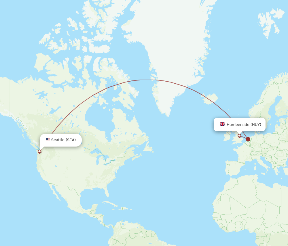SEA to HUY flights and routes map